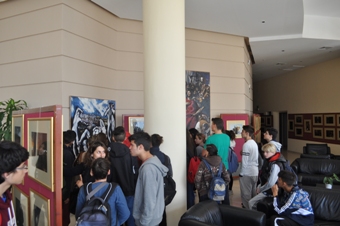 Students attend an educational programme on Kazantzakis